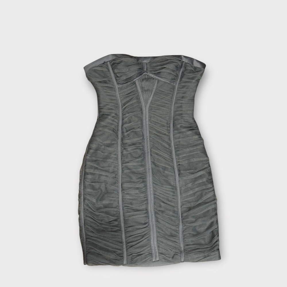 BCBGMaxAzria Gray Strapless Dress